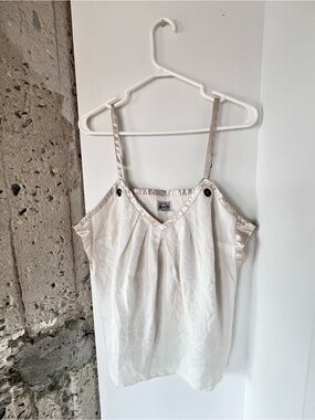 Converse White Satin-Trim V-Neck Camisole